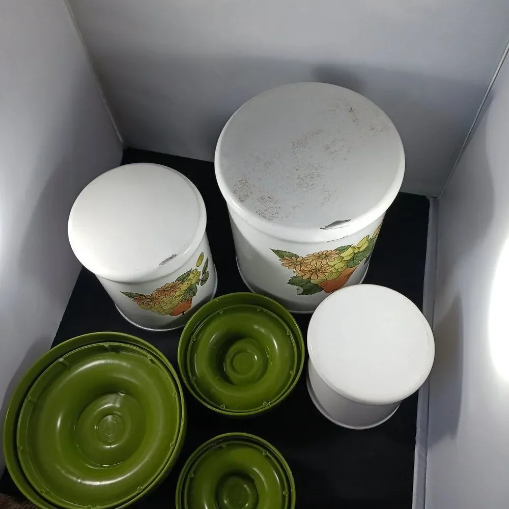 Vintage 70's  MCM 3pc Canister Set